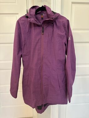 Kerrits Womens M Purple Full-Zip Hooded Rain Riding Jacket Pockets Equestrian